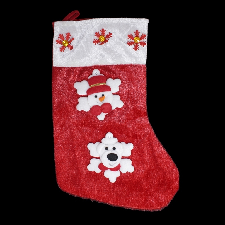 CHRISTMAS DECORATION - SOCK PLUSH - MODEL 04 - 23x36cm RED - 1pc.