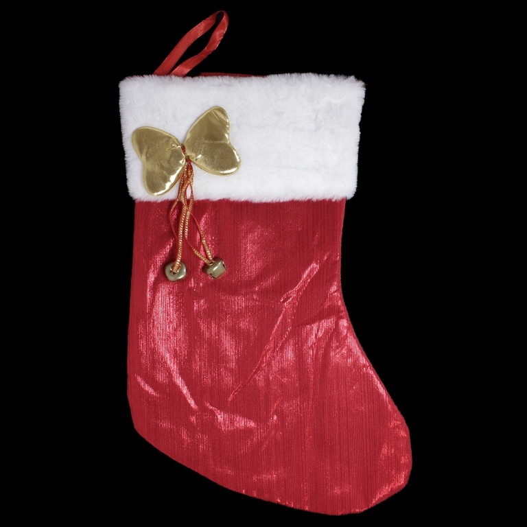 CHRISTMAS DECORATION - SOCK LAME - MODEL 02 - 24x40cm RED AND GOLD - 1pc.