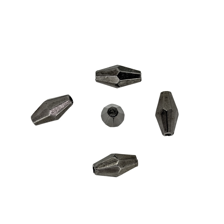 METAL PLATED PLASTIC / CCB BEADS - ELLIPSE FACETED 05 - 12x6mm OXIDIZED - PACKAGE 500g Hole-1.5mm (2300pcs.)