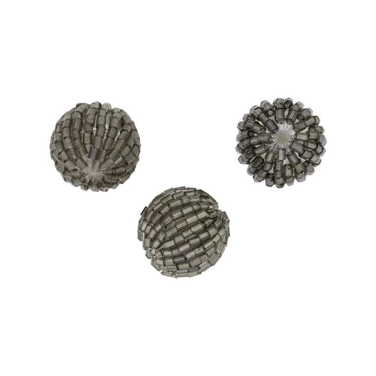 GLASS BEADS - SEED BEADED BALL STICKS 2x2mm - BALL 18x20mm - SILVER THREAD - GRAY 52 - PACKAGE 50pcs. Hole-1.8mm