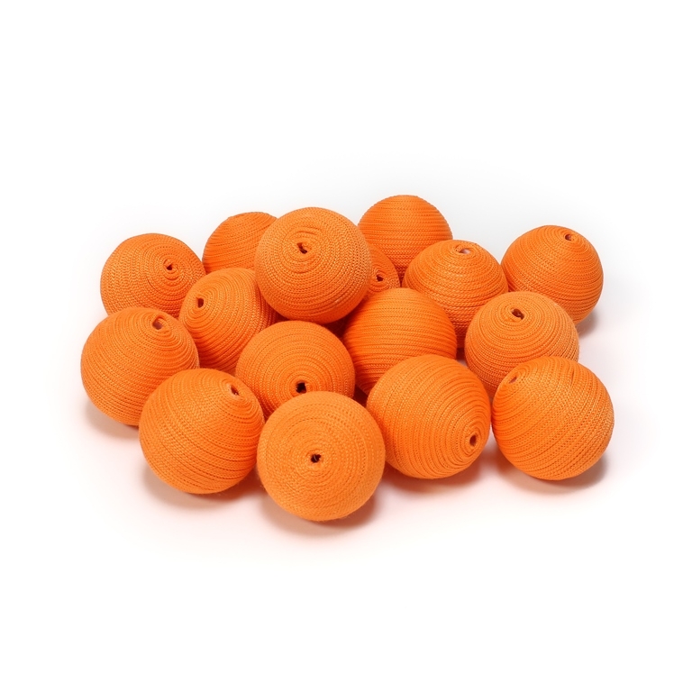 BALL WITH THREAD - POLYESTER GSM - 24mm - ORANGE ELECTRICAL - PACKAGE 30pcs. Hole-3.0mm