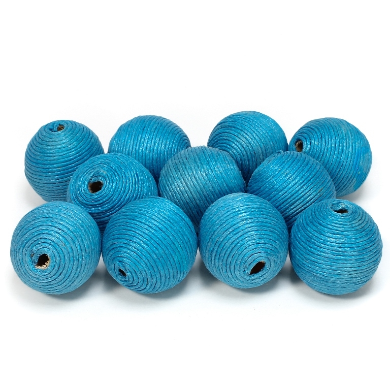 BALL WITH THREAD - COTTON - 25mm - BLUE 274 - 3pcs. Hole-5.0mm