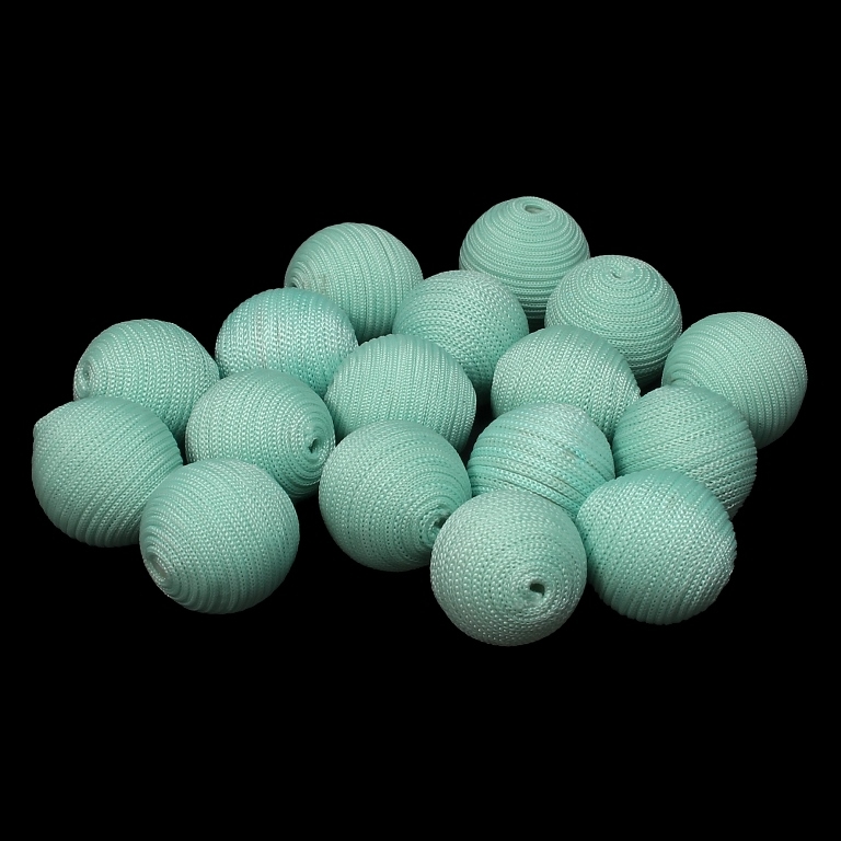 BALL WITH THREAD - POLYESTER GSM - 16mm - MINT - 5pcs. Hole-2.5mm