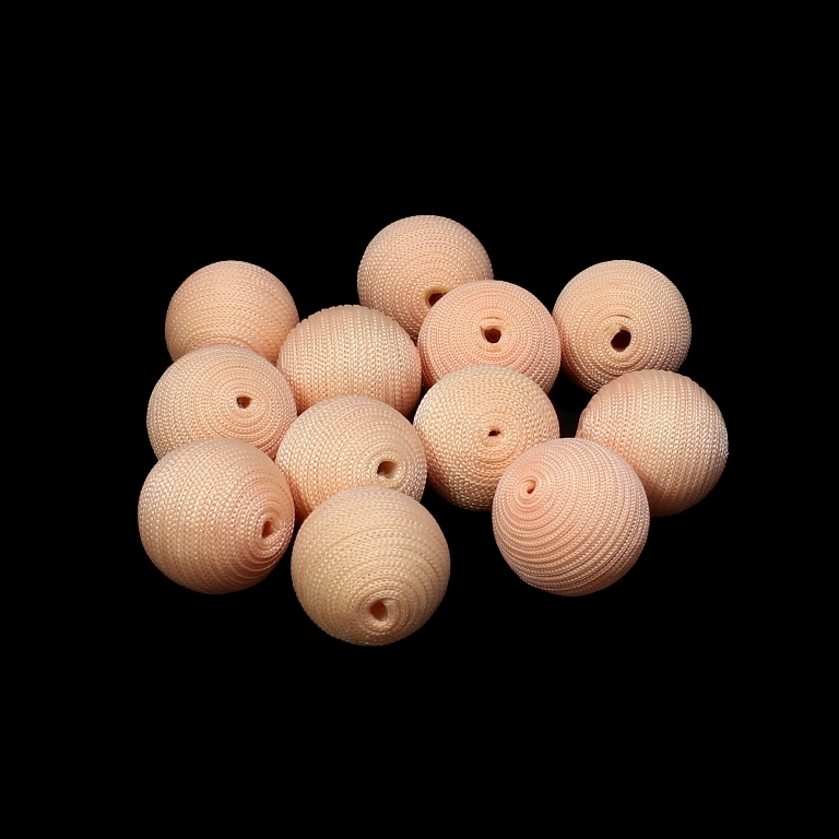 BALL WITH THREAD - POLYESTER GSM - 16mm - PEACH - PACKAGE 50pcs. Hole-2.5mm