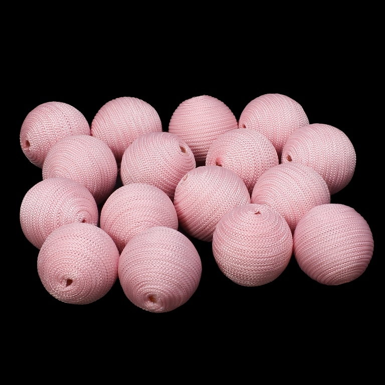 BALL WITH THREAD - POLYESTER GSM - 18mm - PINK - 5pcs. Hole-3.0mm