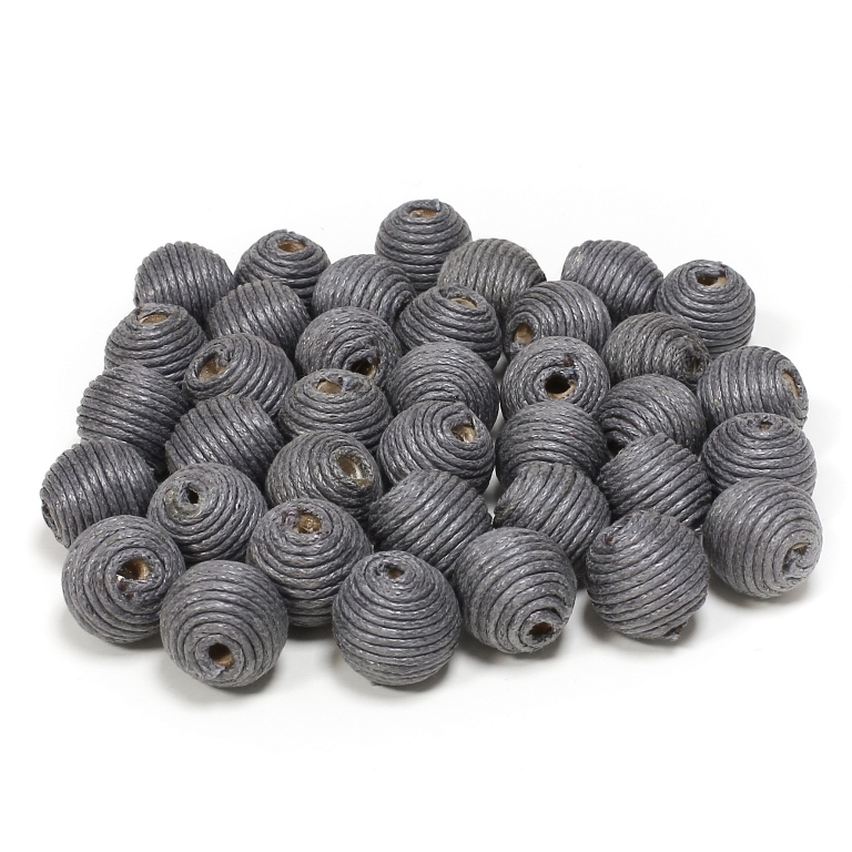 BALL WITH THREAD - COTTON - 12mm - GRAY (DARK) 319В - PACKAGE 100pcs. Hole-3.0mm