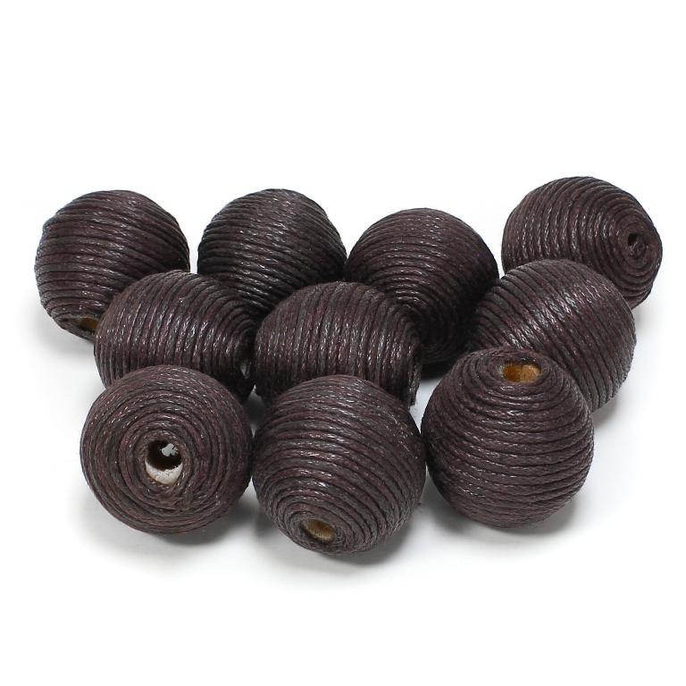 BALL WITH THREAD - COTTON - 22mm - BROWN (DARK) 303 - PACKAGE 50pcs. Hole-5.0mm