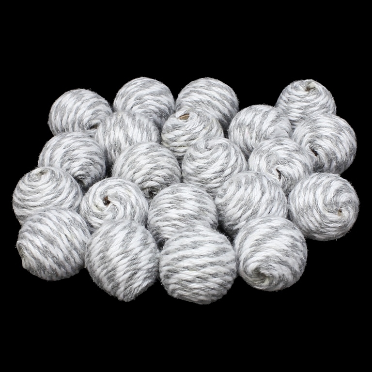 BALL WITH THREAD - COTTON MULTICOLORED - 16mm - WHITE AND GRAY (LIGHT) - PACKAGE 100pcs. Hole-4.0mm