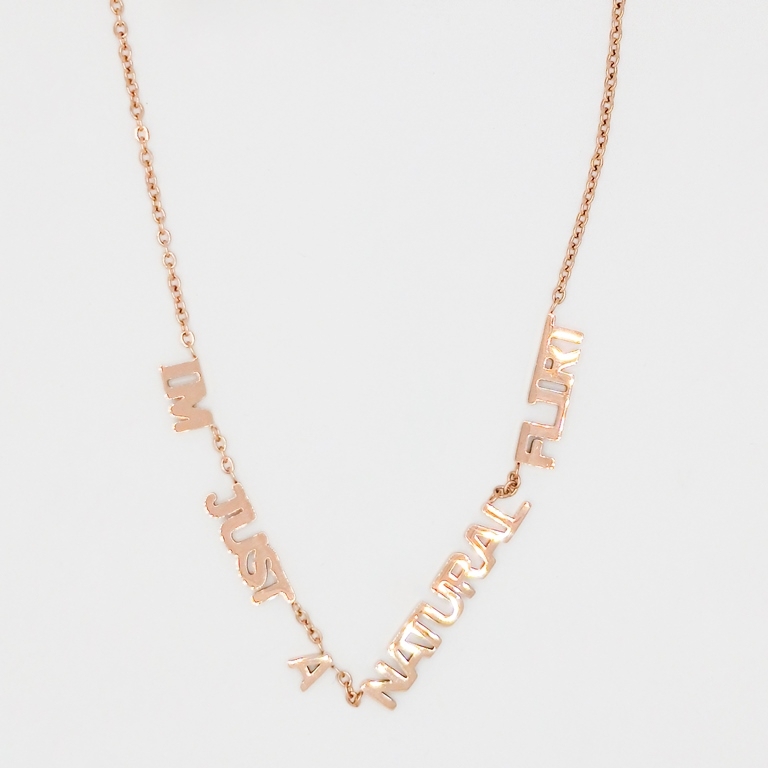 JEWELRY - NECKLACE - STAINLESS STEEL - INSCRIPTION К014 - 9.4x0.5cm ROSE GOLD - 1pc.