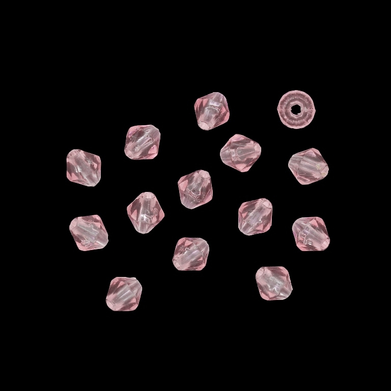 TRANSPARENT PLASTIC BEADS - BICONES 01 - 5x5mm PINK (LIGHT) V03 - 50g Hole-1.3mm (1100pcs.)