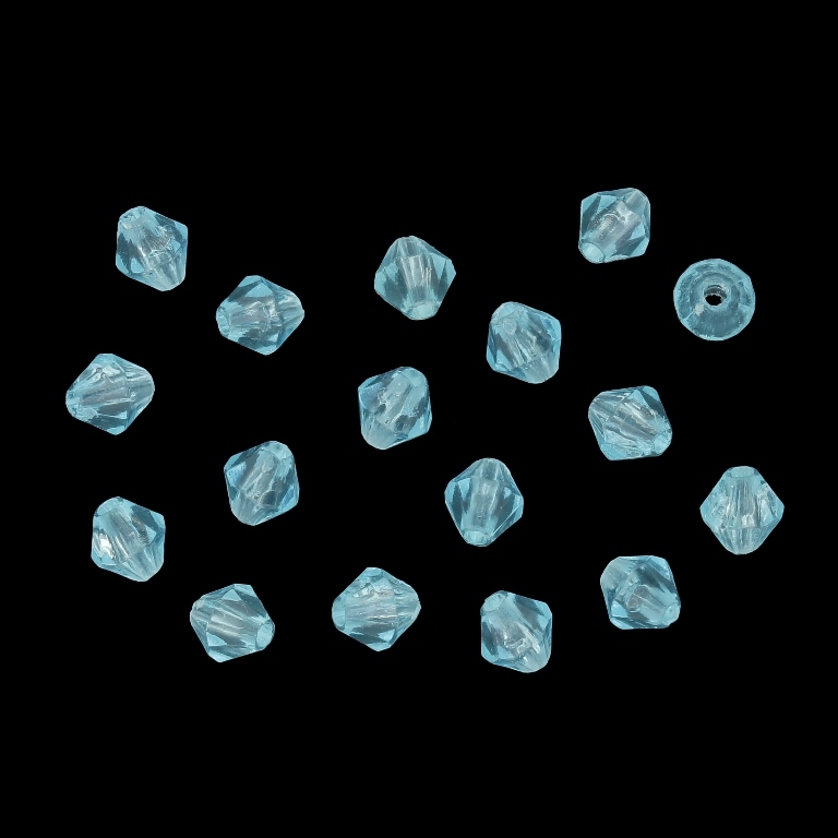 TRANSPARENT PLASTIC BEADS - BICONES 01 - 5x5mm BLUE SKY (DARK) V40 - PACKAGE 500g Hole-1.3mm (11000pcs.)