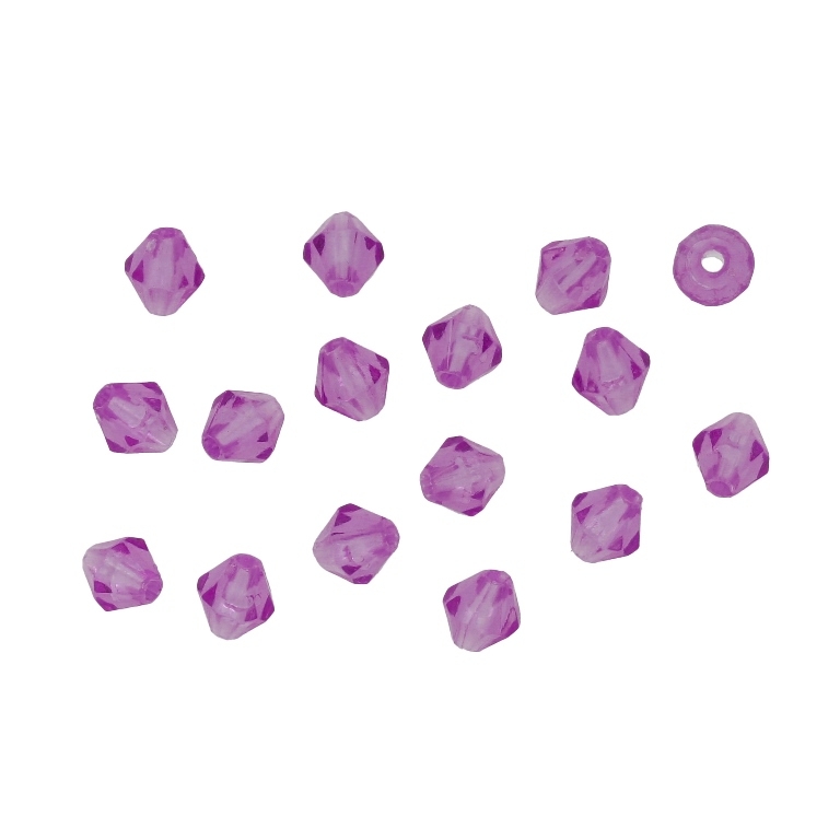 TRANSPARENT PLASTIC BEADS - BICONES 01 - 5x5mm CYCLAMEN PURPLE V47 - 50g Hole-1.3mm (1100pcs.)