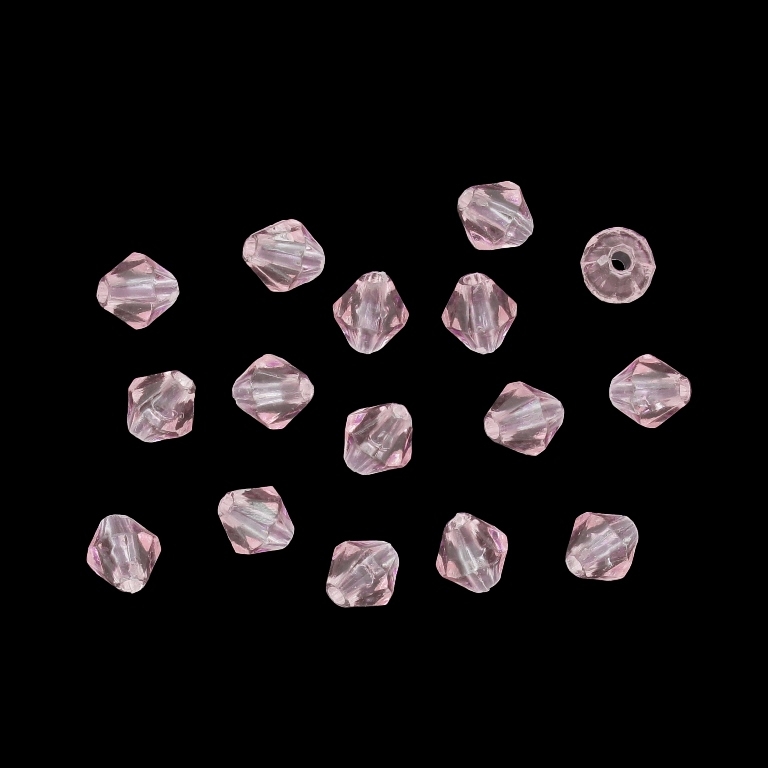 TRANSPARENT PLASTIC BEADS - BICONES 01 - 5x5mm CYCLAMEN PINK (LIGHT) V06 - 50g Hole-1.3mm (1100pcs.)