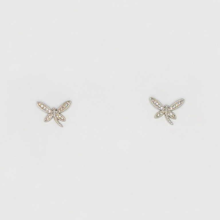 JEWELRY - EARRINGS - SCREW - ZIRCON - DRAGONFLY Е240 - 1.5x1.0cm NICKEL - 1 pair