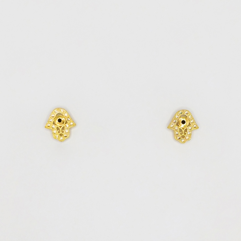 JEWELRY - EARRINGS - SCREW - ZIRCON - Е188 - 1.3x1.9cm GOLD - 1 pair