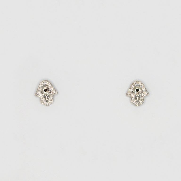 JEWELRY - EARRINGS - SCREW - ZIRCON - Е188 - 1.3x1.9cm NICKEL - 1 pair