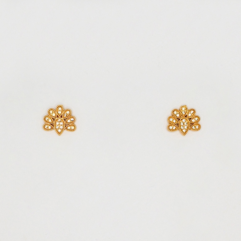 JEWELRY - EARRINGS - SCREW - ZIRCON - Е225 - 1.4x1.2cm ROSE GOLD - 1 pair