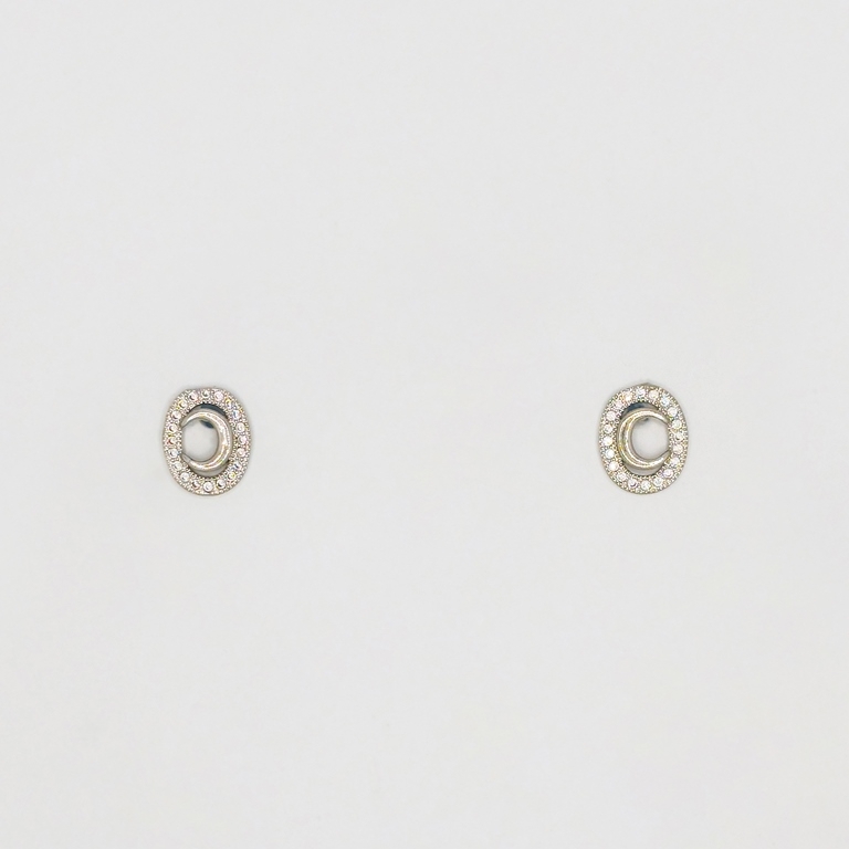 JEWELRY - EARRINGS - SCREW - ZIRCON - Е250 - 1.0x1.2cm NICKEL - 1 pair