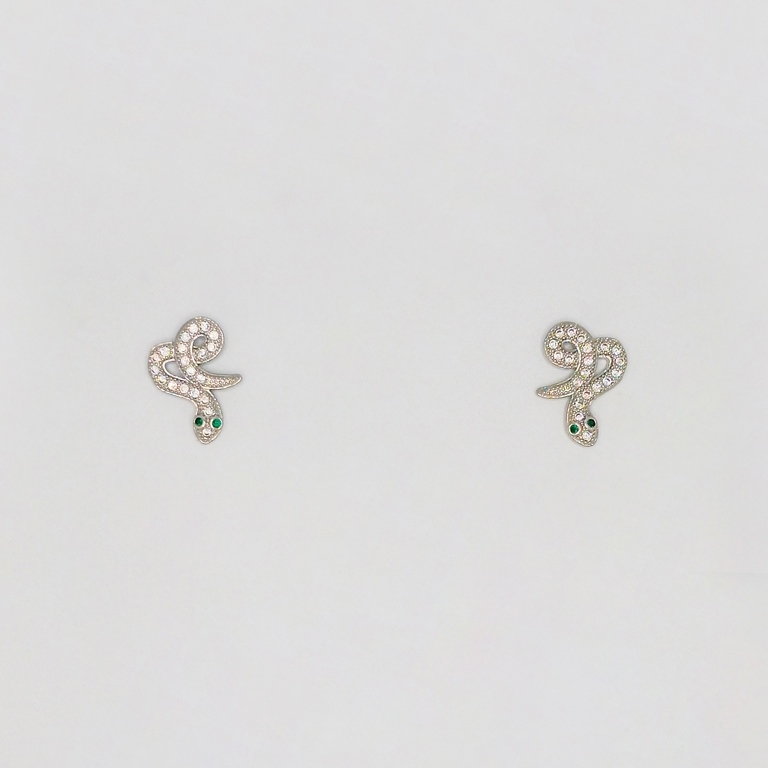 JEWELRY - EARRINGS - SCREW - ZIRCON - SNAKE Е244 - 1.1x1.5cm NICKEL - 1 pair