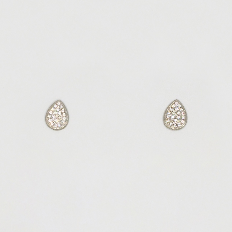 JEWELRY - EARRINGS - SCREW - ZIRCON - DROP Е252 - 0.9x1.2cm NICKEL - 1 pair