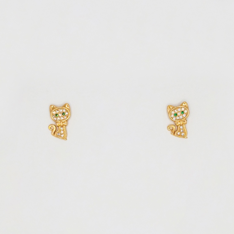 JEWELRY - EARRINGS - SCREW - ZIRCON - CAT Е231 - 0.9x1.5cm ROSE GOLD - 1 pair