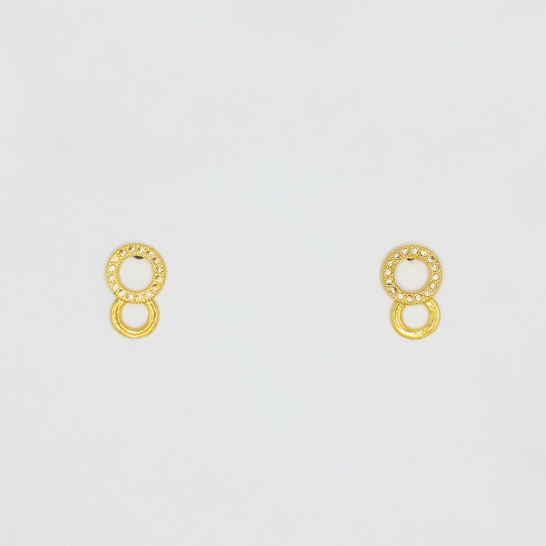 JEWELRY - EARRINGS - SCREW - ZIRCON - CIRCLES Е210 - 1.1x1.6cm GOLD - 1 pair