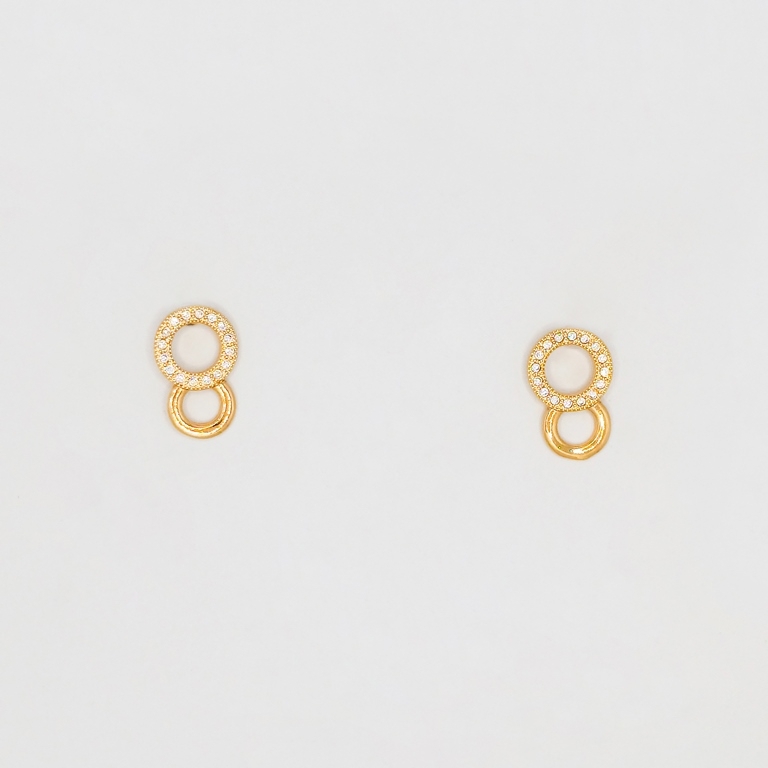 JEWELRY - EARRINGS - SCREW - ZIRCON - CIRCLES Е210 - 1.1x1.6cm ROSE GOLD - 1 pair