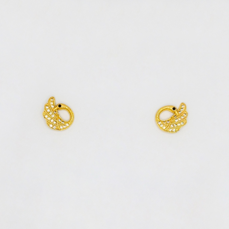 JEWELRY - EARRINGS - SCREW - ZIRCON - SWAN Е206 - 1.3x1.3cm GOLD - 1 pair