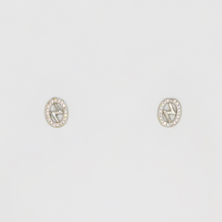 JEWELRY - EARRINGS - SCREW - ZIRCON - OVAL Е253 - 1.0x1.3cm NICKEL - 1 pair