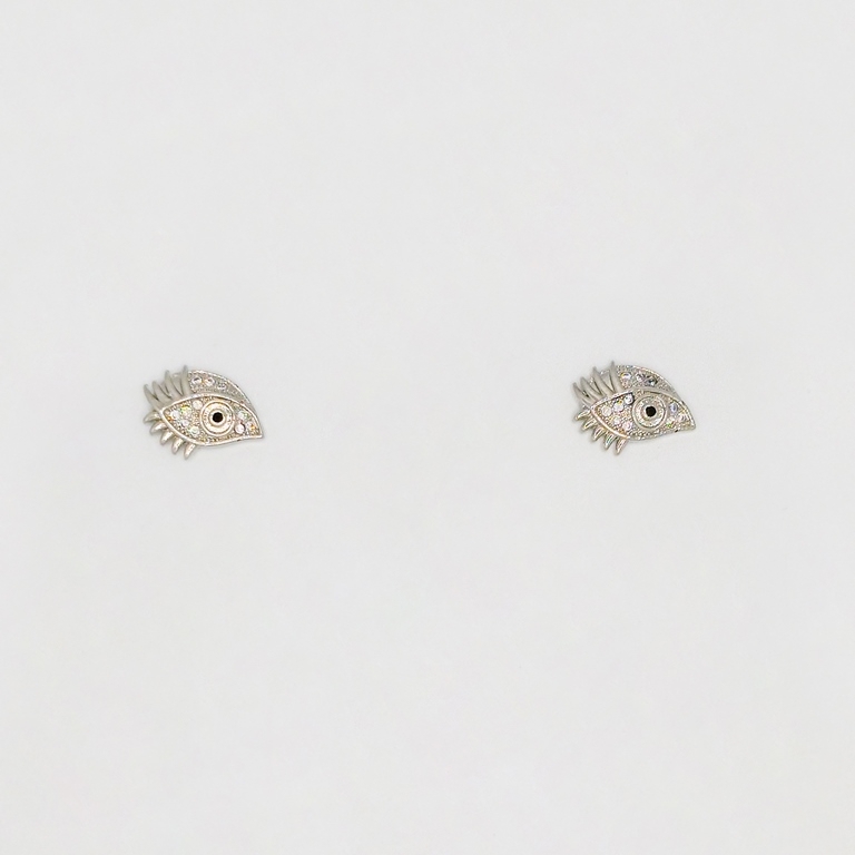 JEWELRY - EARRINGS - SCREW - ZIRCON - EYE Е257 - 1.4x1.0cm NICKEL - 1 pair