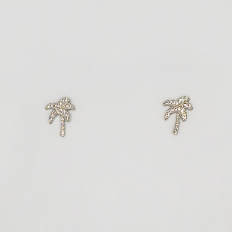 JEWELRY - EARRINGS - SCREW - ZIRCON - PALM Е219 - 1.2x1.6cm NICKEL - PACKAGE 6 pairs