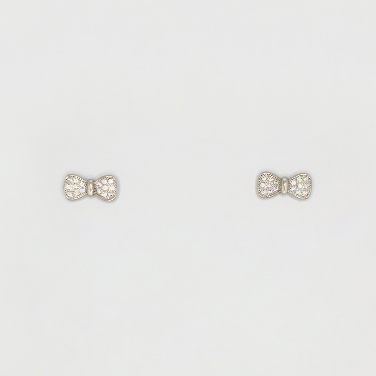 JEWELRY - EARRINGS - SCREW - ZIRCON - RIBBON Е260 - 1.8x0.7cm NICKEL - 1 pair