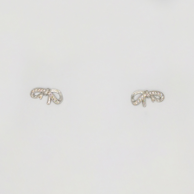 JEWELRY - EARRINGS - SCREW - ZIRCON - RIBBON Е261 - 1.6x0.9cm NICKEL - 1 pair