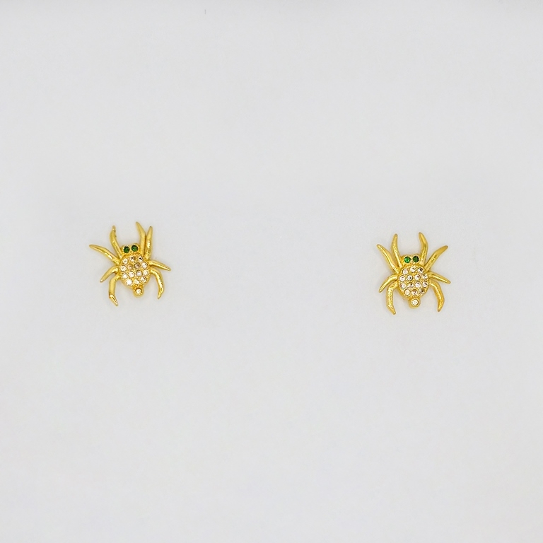 JEWELRY - EARRINGS - SCREW - ZIRCON - SPIDER Е199 - 1.5x1.9cm GOLD - PACKAGE 6 pairs