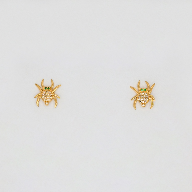 JEWELRY - EARRINGS - SCREW - ZIRCON - SPIDER Е199 - 1.5x1.9cm ROSE GOLD - 1 pair