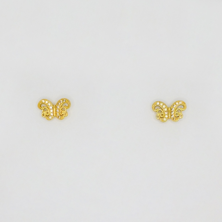 JEWELRY - EARRINGS - SCREW - ZIRCON - BUTTERFLY Е195 - 1.5x0.9cm GOLD - 1 pair