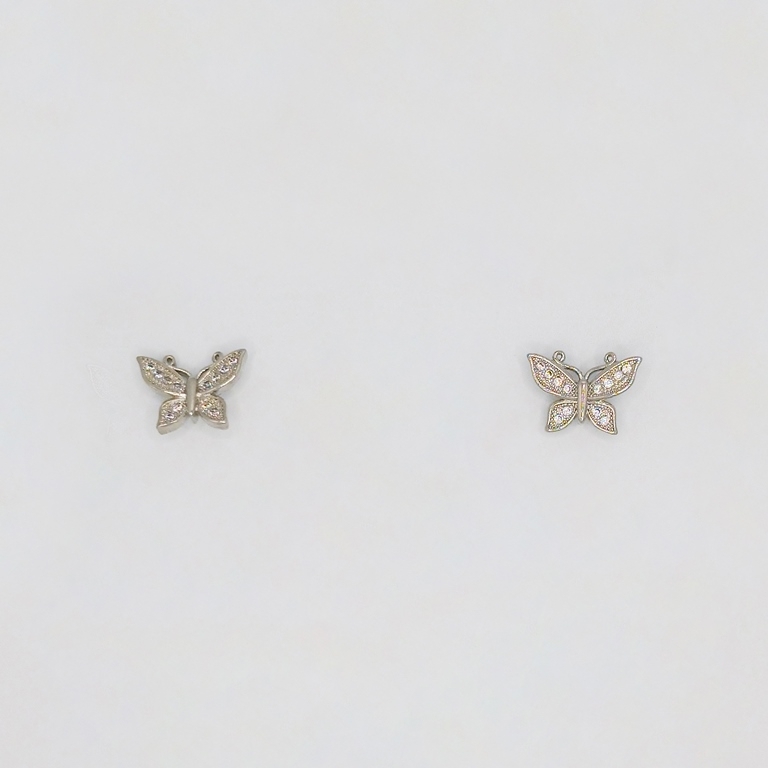 JEWELRY - EARRINGS - SCREW - ZIRCON - BUTTERFLY Е196 - 1.5x1.0cm NICKEL - 1 pair