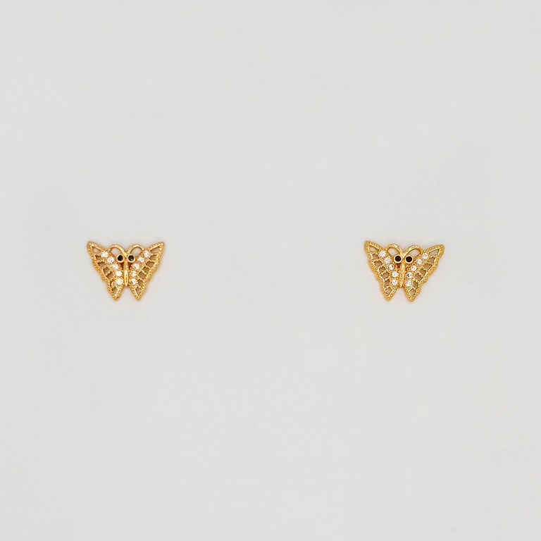 JEWELRY - EARRINGS - SCREW - ZIRCON - BUTTERFLY Е234 - 1.4x1.0cm ROSE GOLD - 1 pair