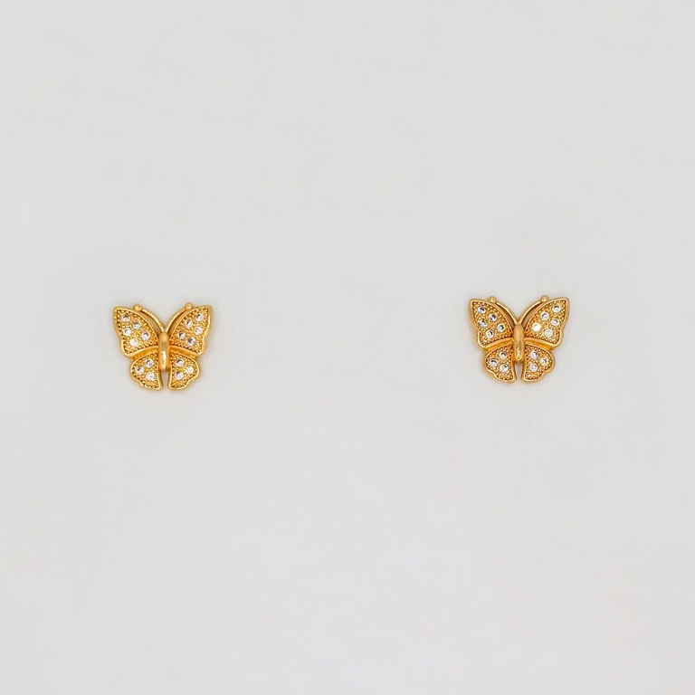 JEWELRY - EARRINGS - SCREW - ZIRCON - BUTTERFLY Е235 - 1.3x1.3cm ROSE GOLD - PACKAGE 6 pairs