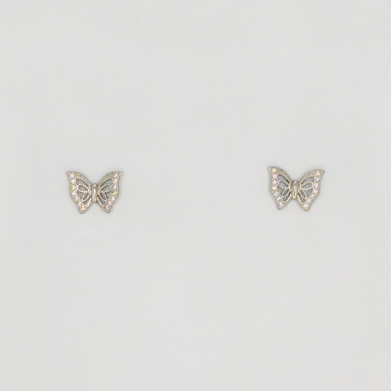 JEWELRY - EARRINGS - SCREW - ZIRCON - BUTTERFLY Е236 - 1.4x1.0cm NICKEL - 1 pair