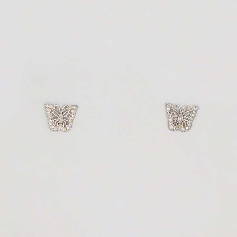 JEWELRY - EARRINGS - SCREW - ZIRCON - BUTTERFLY Е237 - 1.4x1.1cm NICKEL - PACKAGE 6 pairs