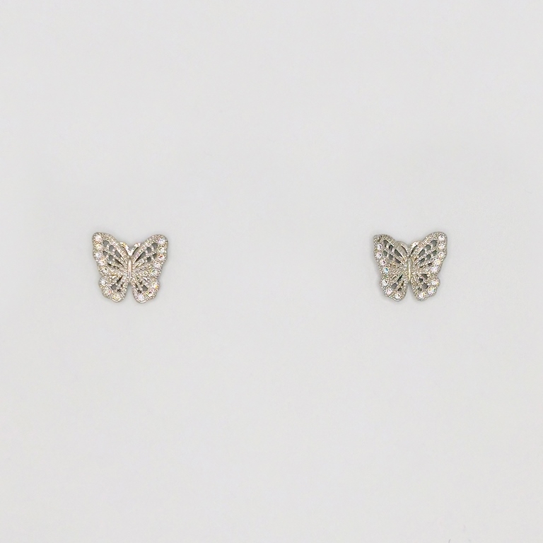 JEWELRY - EARRINGS - SCREW - ZIRCON - BUTTERFLY Е238 - 1.4x1.2cm NICKEL - 1 pair