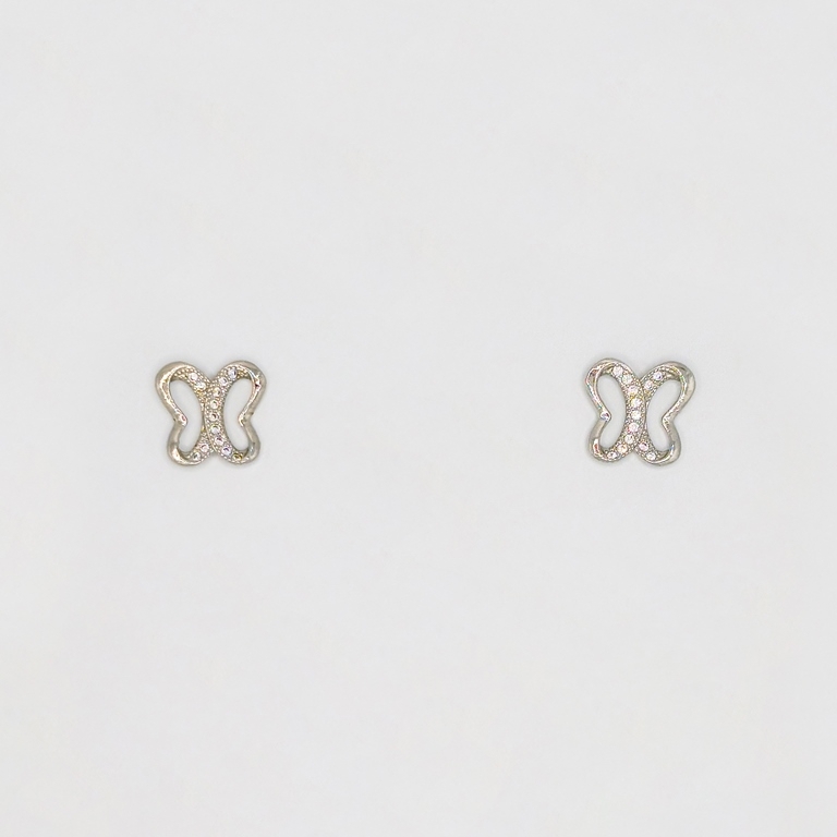 JEWELRY - EARRINGS - SCREW - ZIRCON - BUTTERFLY Е239 - 1.2x1.2cm NICKEL - 1 pair