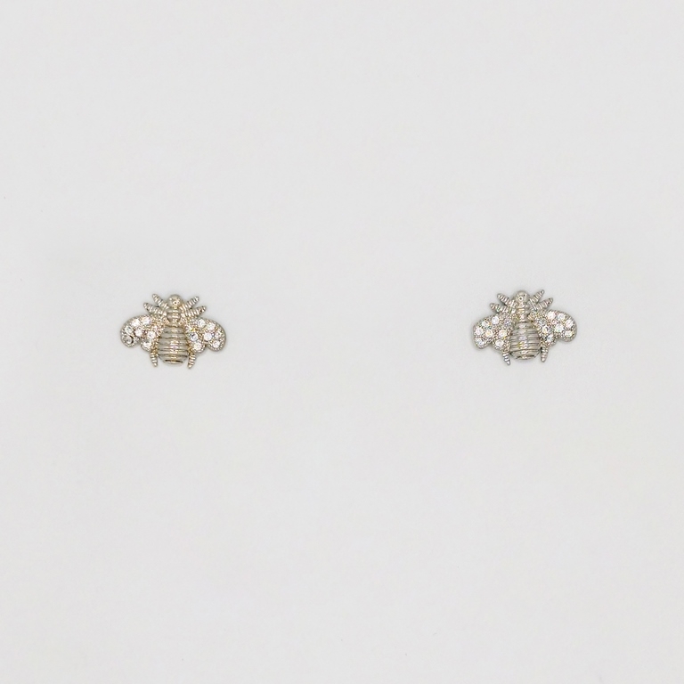 JEWELRY - EARRINGS - SCREW - ZIRCON - BEE Е241 - 1.5x1.0cm NICKEL - 1 pair