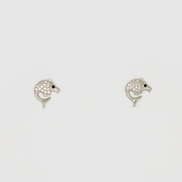 JEWELRY - EARRINGS - SCREW - ZIRCON - FISH Е248 - 1.3x1.5cm NICKEL - 1 pair