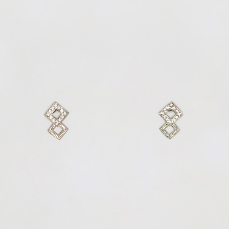 JEWELRY - EARRINGS - SCREW - ZIRCON - RHOMBOID Е263 - 1.0x1.5cm NICKEL - 1 pair