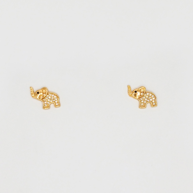 JEWELRY - EARRINGS - SCREW - ZIRCON - ELEPHANT Е232 - 1.4x1.2cm ROSE GOLD - 1 pair