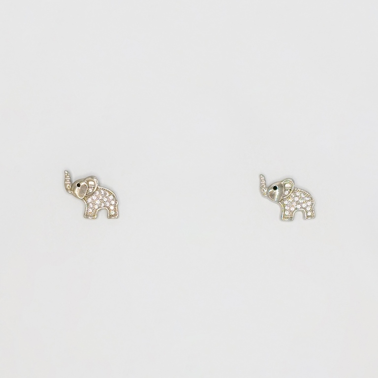 JEWELRY - EARRINGS - SCREW - ZIRCON - ELEPHANT Е232 - 1.4x1.2cm NICKEL - 1 pair