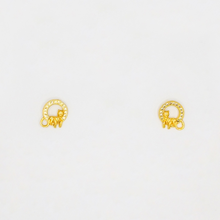 JEWELRY - EARRINGS - SCREW - ZIRCON - TIGER Е201 - 1.2x1.1cm GOLD - 1 pair