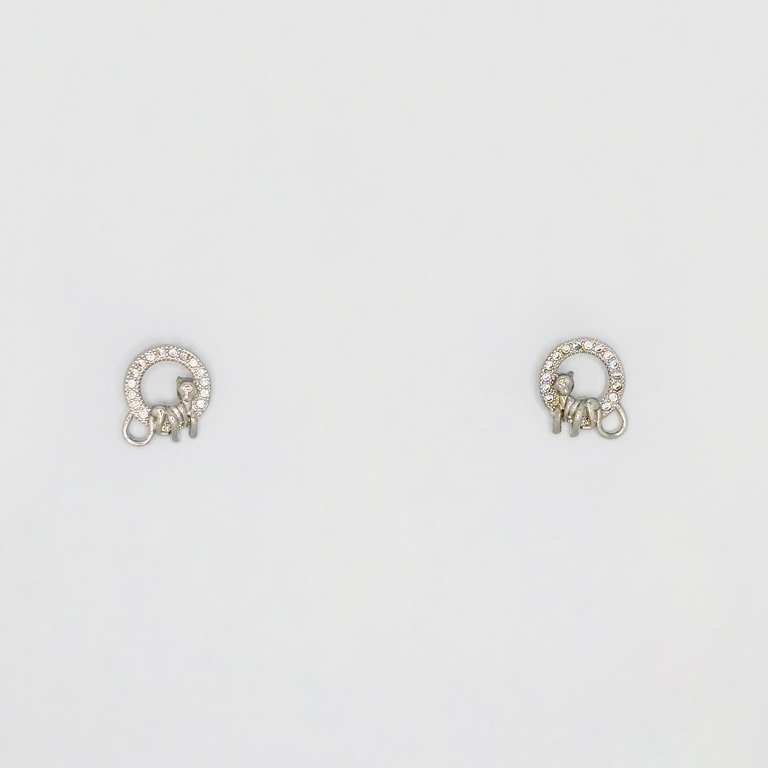 JEWELRY - EARRINGS - SCREW - ZIRCON - TIGER Е201 - 1.2x1.1cm NICKEL - PACKAGE 6 pairs